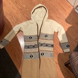 Long tribal hooded cardigan